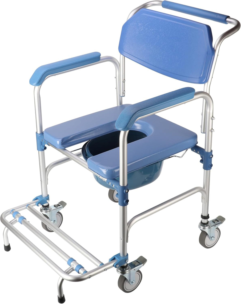 uyoyous Shower Commode Chair with Wheels, Padded Waterproof, 250 lbs Capacity W8677