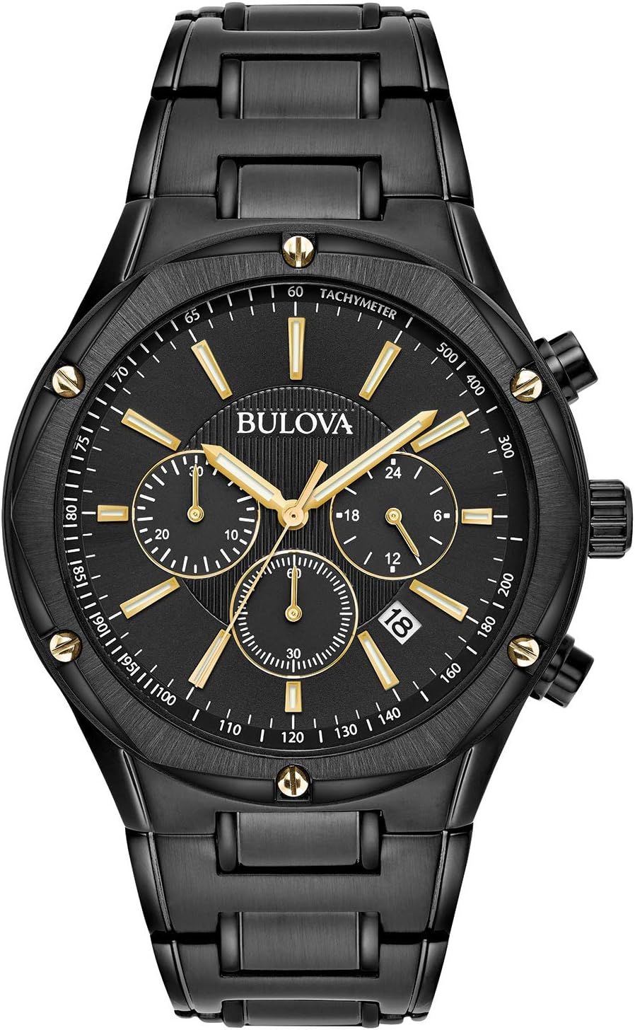 Bulova Men's Classic 6-Hand Chronograph Calendar Quartz Watch, 24 Hour Time, Luminous Hands, 43mm Style: 98B287