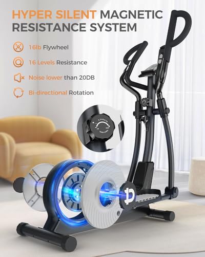 pooboo Elliptical Machine with 16-Level Resistance and LCD Monitor N448672