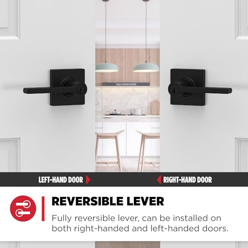 Kwikset Casey Interior Privacy Door Handle with Lock 10 Pack, Matte Black G103018