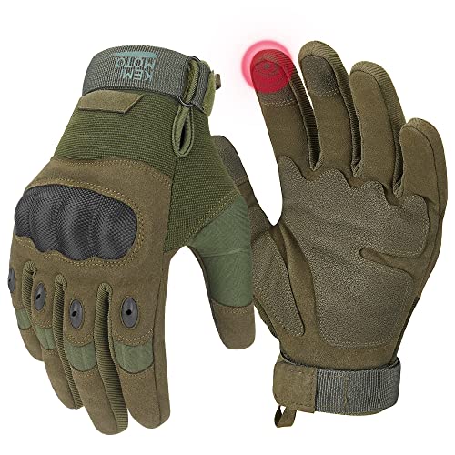 KEMIMOTO Tactical Gloves for Men, Touchscreen Motorcycle Gloves with Hard Shell & Palm Padding E190