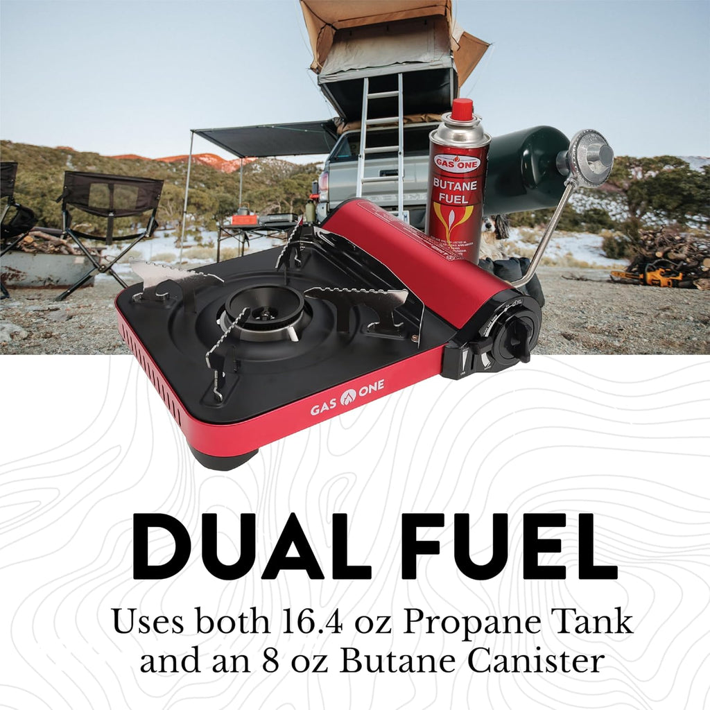 Gas One 12,000 BTU Dual Fuel Camping Stove GS-3100P with Carrying Case G493997