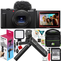 Sony ZV-1 II Vlog Camera with 4K Video & 20.1MP for Content Creators and Vloggers Black ZV-1M2/B Bundle with ACCVC1 Kit Including GP-VPT2BT Tripod/Grip + Deco Gear Case + LED +64GB Card & Accessories