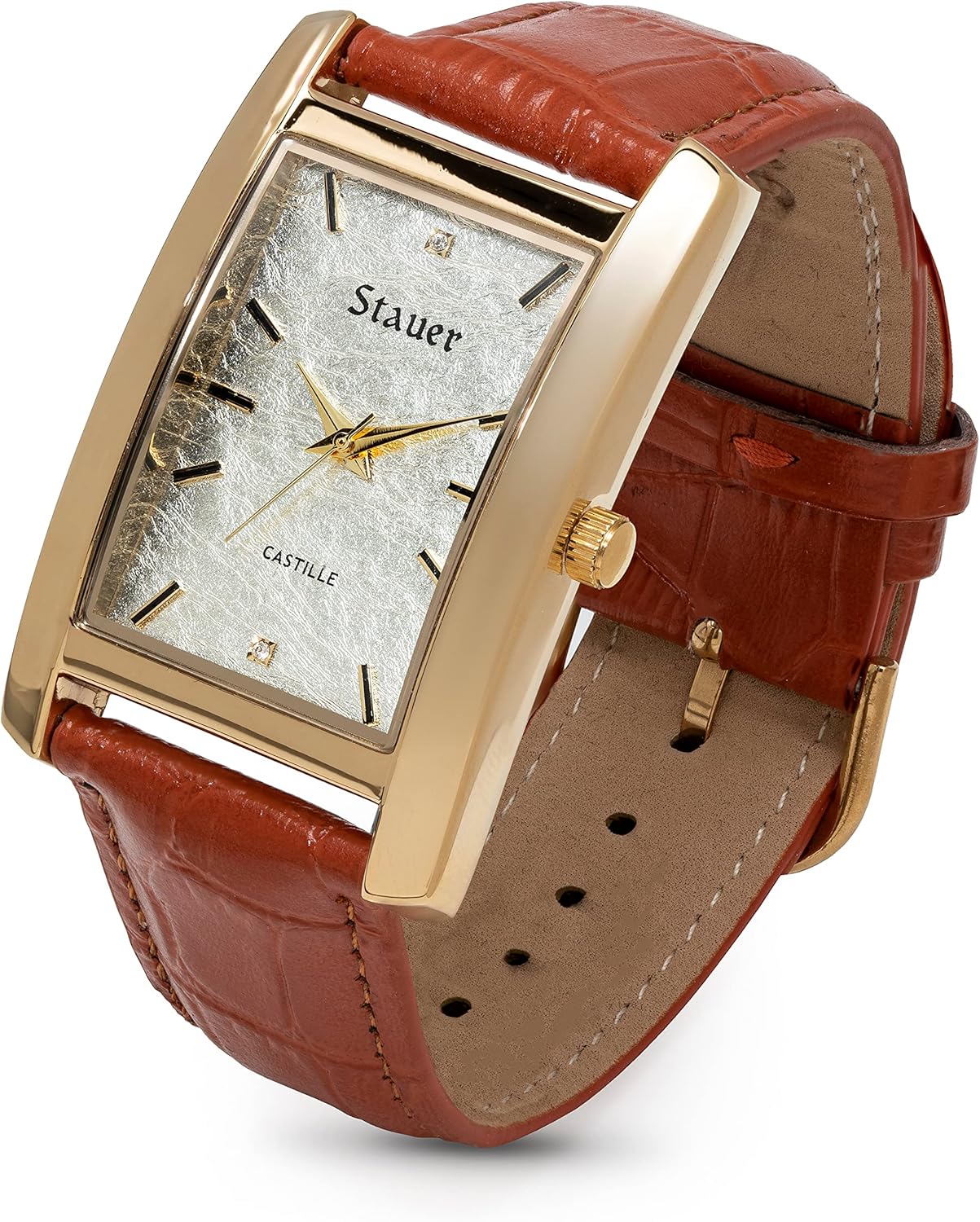 Stauer Castille Vintage Men's Analog Watch with Leather Strap A5008