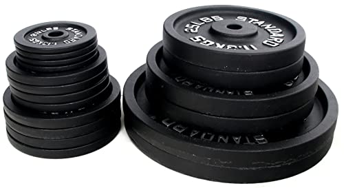 Olympic Cast Iron Weight Plates for Strength Training, Multiple Sizes S1890