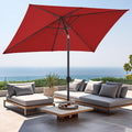 BLUU MAPLE Olefin 6.6 x 9.8 FT Patio Umbrella Outdoor Table Umbrellas, 36 Month Fade Resistance Olefin Canopy, Market Center Umbrellas with 8 Strudy Ribs & Push Button Tilt for Garden, Lawn & Pool (Apple Red)
