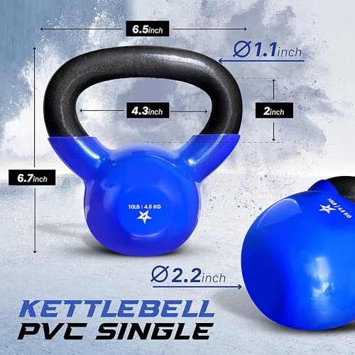 Yes4All 5-100 LB Vinyl Coated Cast Iron Kettlebells M964803
