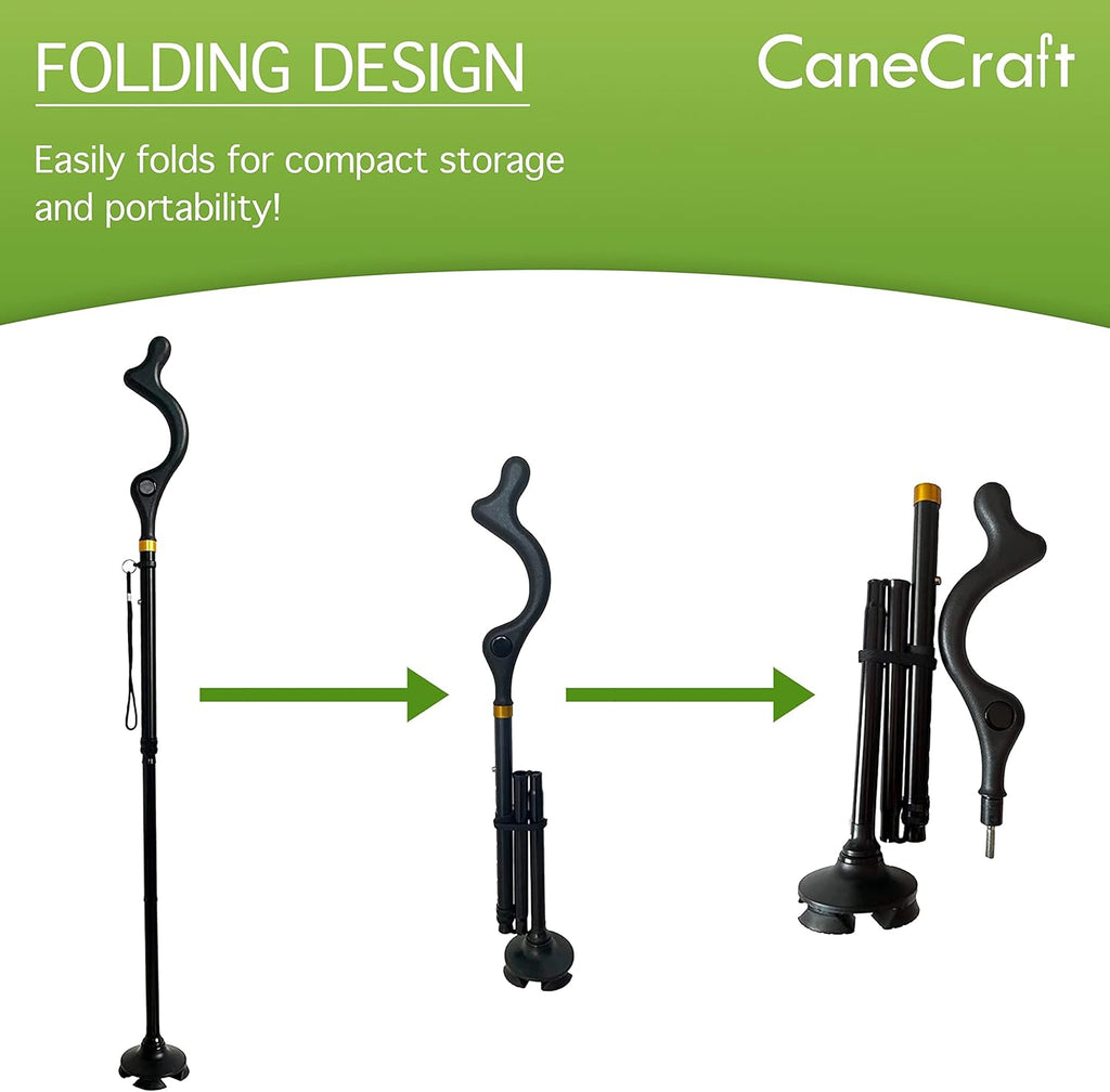 Straight Up Cane Folding Self-Standing, Anti Slip, Height Adjustable U48731