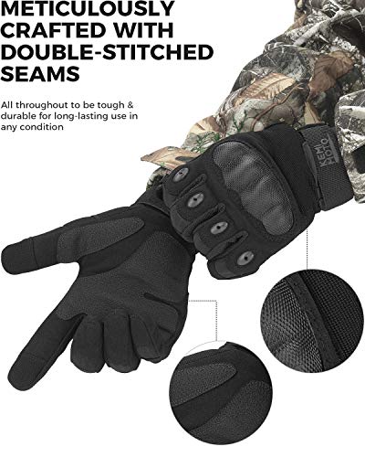 KEMIMOTO Tactical Gloves for Men, Touchscreen Motorcycle Gloves with Hard Shell & Palm Padding E190