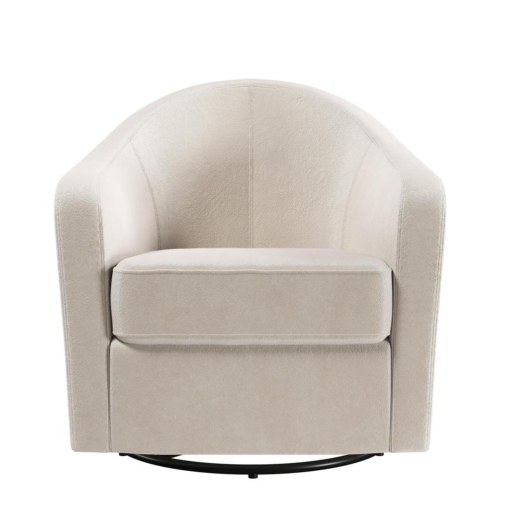 DHP Gentle Swivel Curved Accent Chair, Ivory Velvet J5712