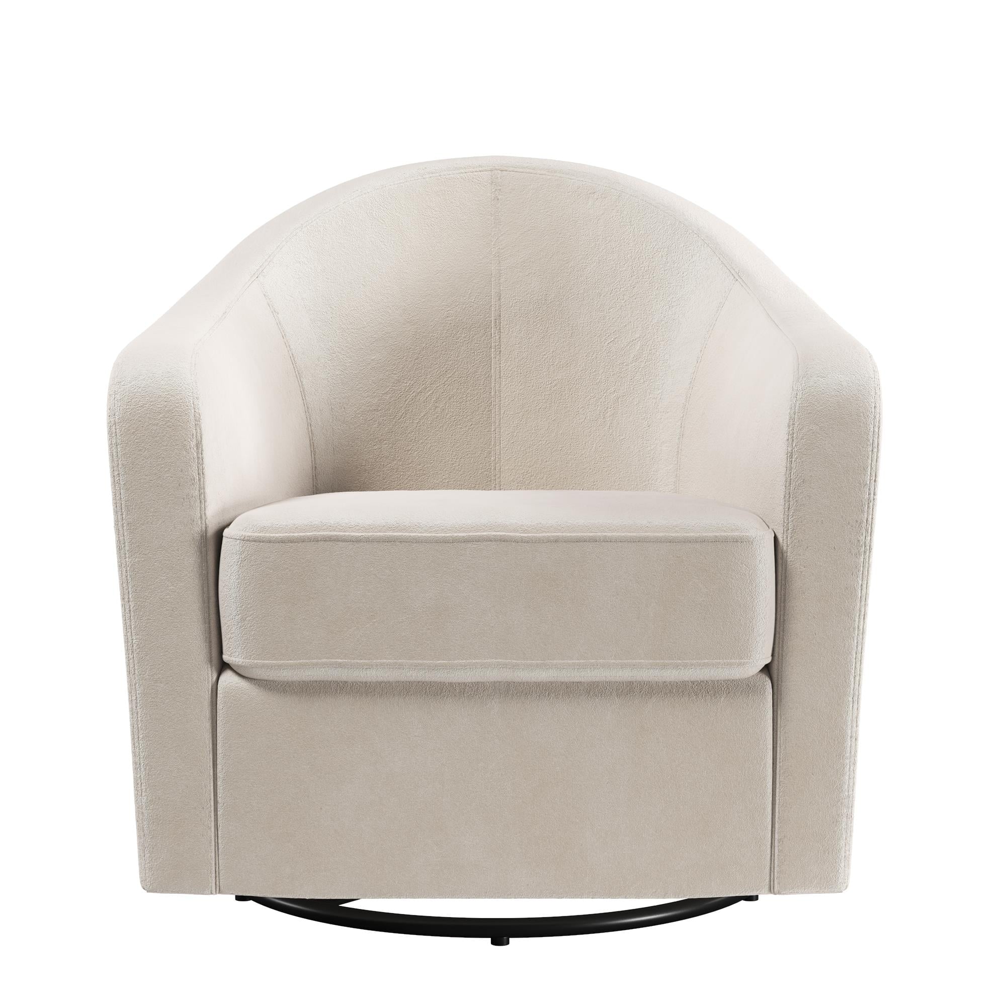 DHP Gentle Swivel Curved Accent Chair, Ivory Velvet J5712