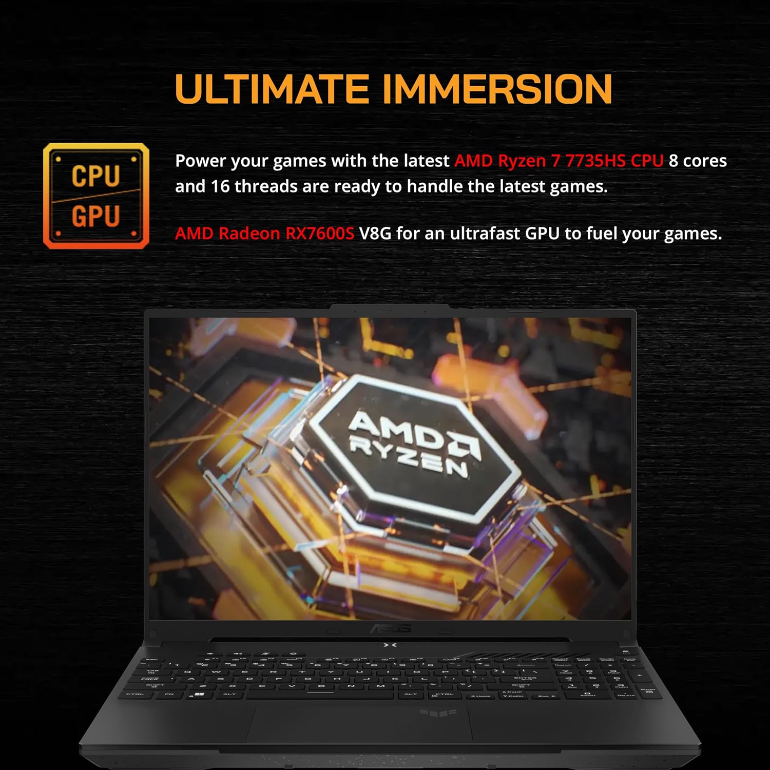 ASUS TUF A16 16" FHD 165Hz Gaming Laptop, Ryzen 7, RX7600S, 16GB RAM, 512GB SSD Z932838