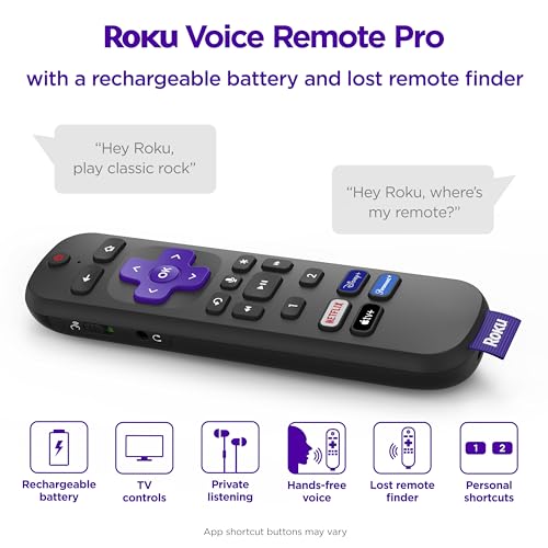 Roku Voice Remote Pro Rechargeable with Hands-free Voice Controls S922176