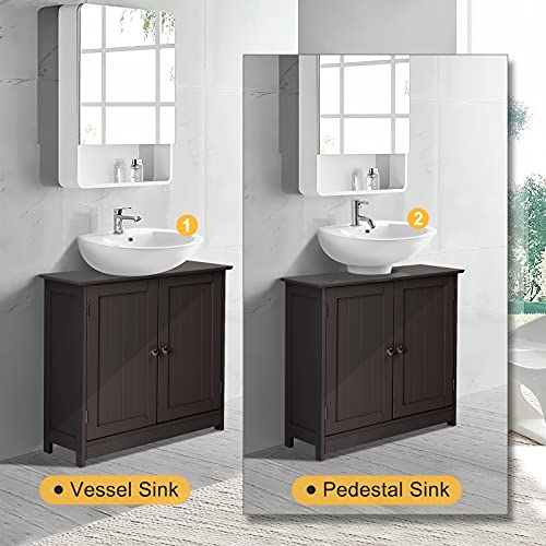 Bonnlo Pedestal Under Sink Storage Bathroom Vanity with 2 Doors, Espresso E618445