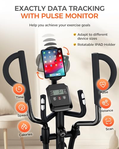 pooboo Elliptical Machine with 16-Level Resistance and LCD Monitor N448672