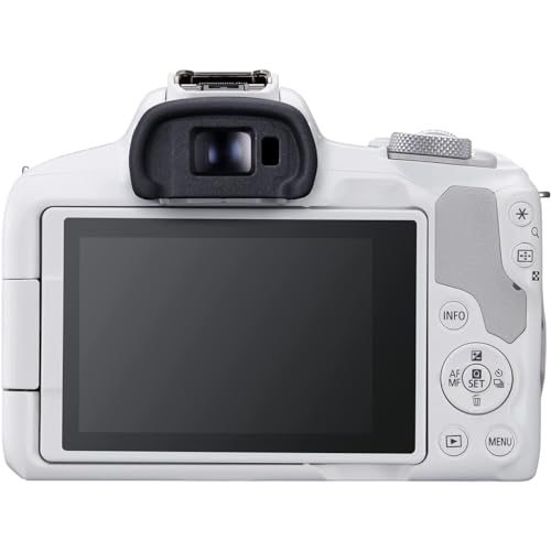 Canon EOS R50 Mirrorless Camera with RF-S 18-45mm Lens, White, Bundle with Bag, Batteries & Memory Cards S656267
