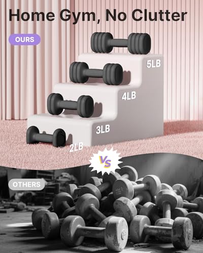 YOTTOY Adjustable Dumbbell Set of 2, 4-in-1 Hand Weights for Women D599