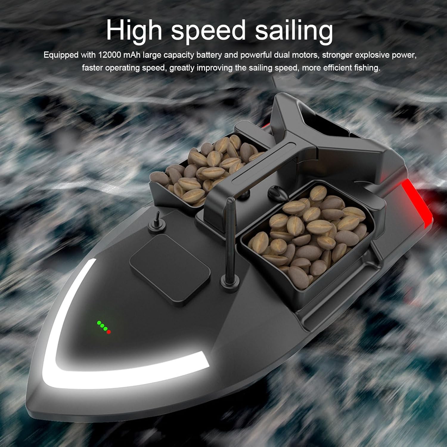 RC Boat Double Motors 500M Range Fishing Bait Boat 4.4Lbs Load W41380