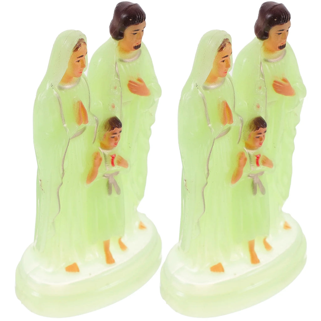 2 Pcs Luminous Church Statue Baby Desktop Ornament O8514