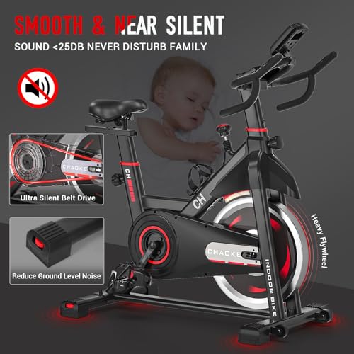 CHAOKE Exercise Bike for Home, 330lbs Capacity Indoor Cycling Bike T612788
