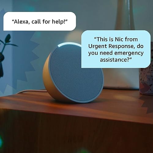 Echo Pop with Alexa Emergency Assist Monthly, Glacier White Smart Speaker W143439