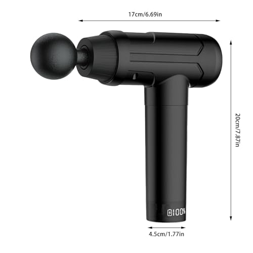 Massage Gun Deep Tissue Percussion with 6 Replacement Heads (Black) A7103