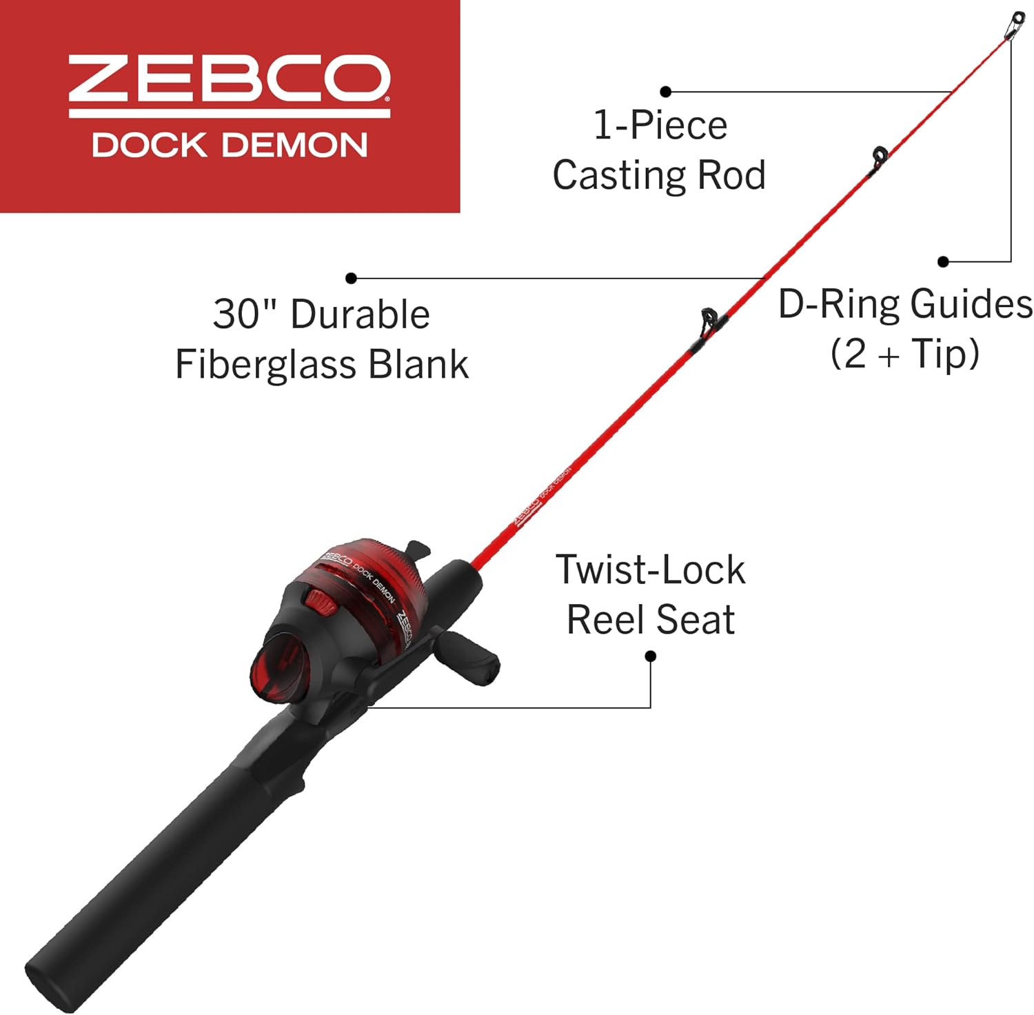 Zebco Slingshot Spincast Reel and Fishing Rod Combo, 5-Foot 6-Inch 2-Piece Pole U50235
