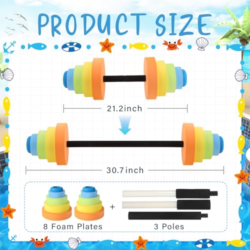 Adjustable Aquatic Exercise Dumbbells with EVA Foam for Pool Fitness O488935