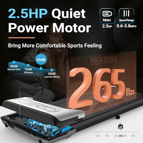 Walking Pad Under Desk Treadmill 2.5 HP Portable 3 in 1 with Remote Control S843130