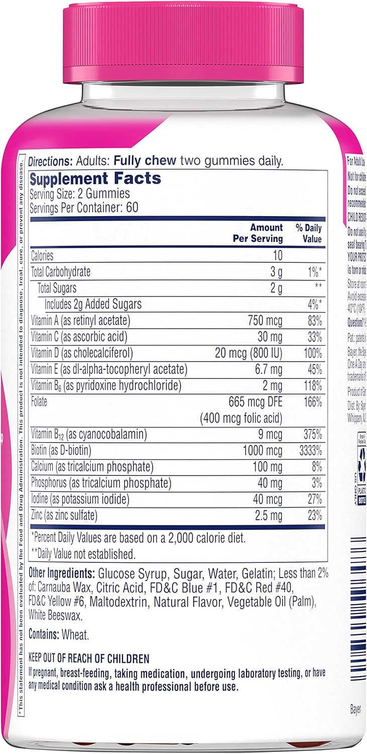 ONE A DAY Multi+ Hair, Skin & Nails Multivitamin Gummy, 120 Count E43224