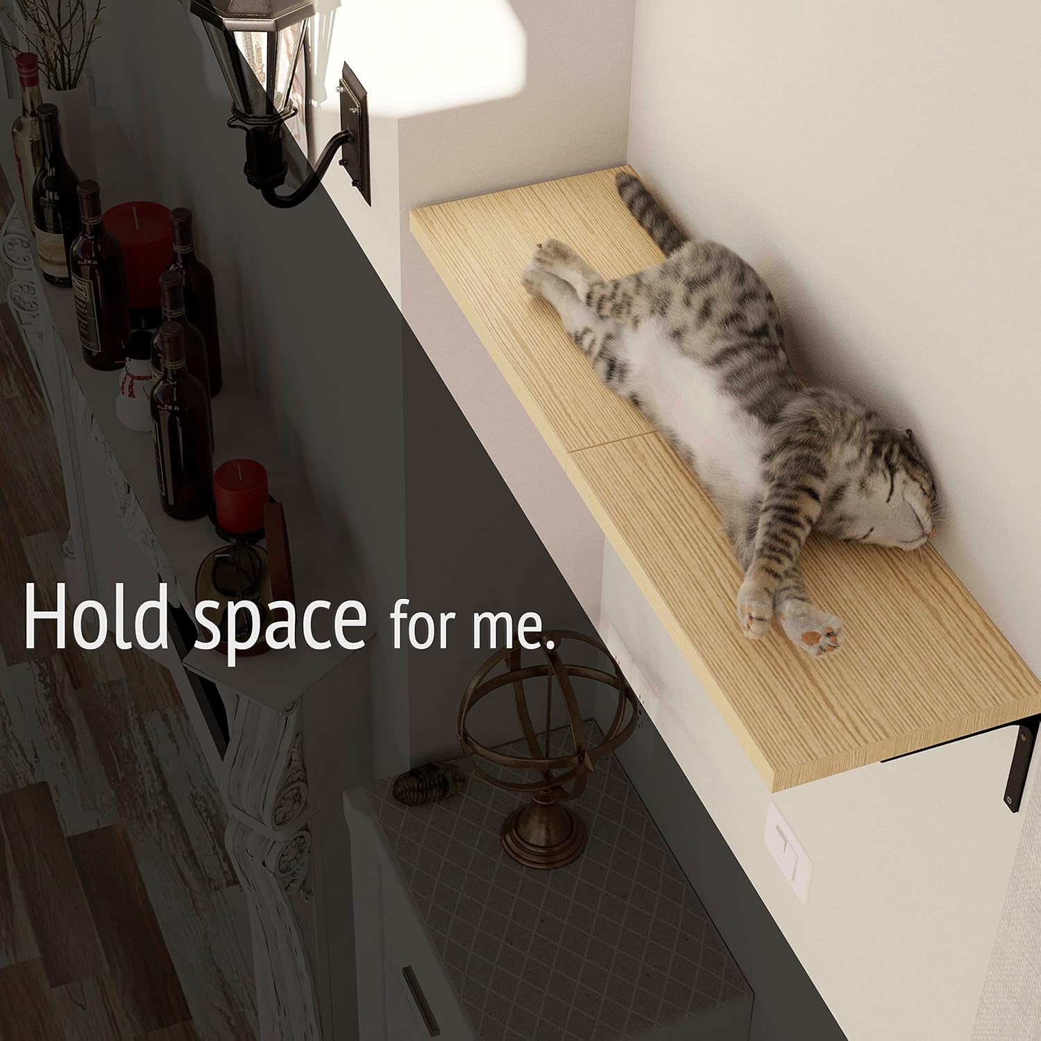 Cat Shelf Wall Furniture for Large Cats, Heavy-Duty Steel Brackets, 45-lb Tested D5895
