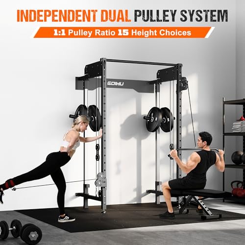 WM3-V4 Folding Wall Mounted Squat Rack with Dual Pulley System L11563