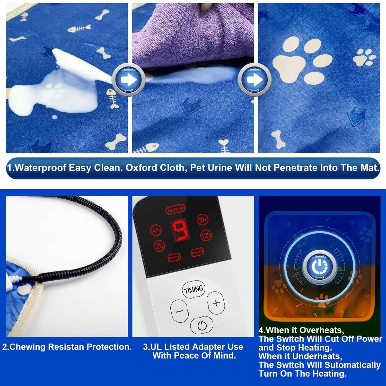MILIFUN Pet Heating Pad for Cats and Dogs Indoor Warming Mat E266368