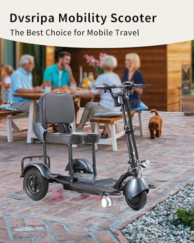 Folding Mobility Scooter Lightweight Portable 3 Wheel for Seniors Adults, Black P7351
