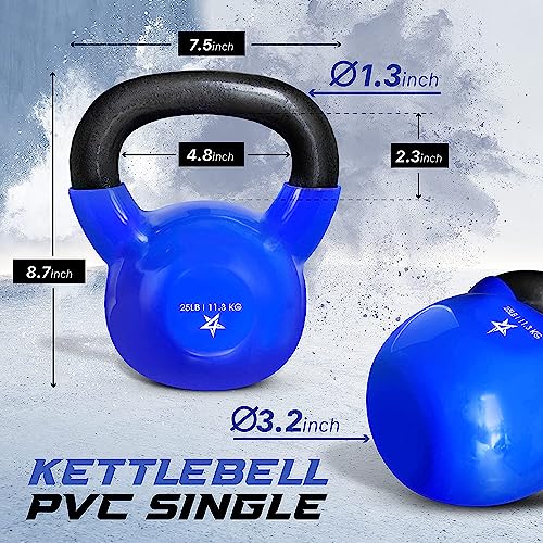 Yes4All 5-100 LB Vinyl Coated Cast Iron Kettlebells M964803
