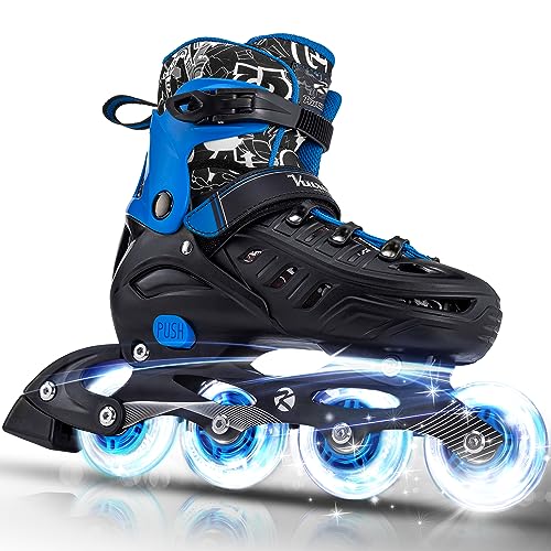 Kuxuan Skates Inline Skates for Kids and Adult, Adjustable Fun Illuminating Skates for Girls, Boys, Women and Men Outdoor and Indoor Beginners