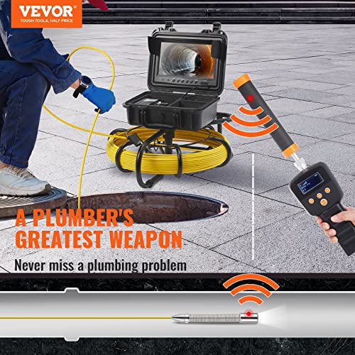 VEVOR Sewer Camera with 512Hz Locator, 165 ft, 9" Pipeline Inspection Camera with DVR P847