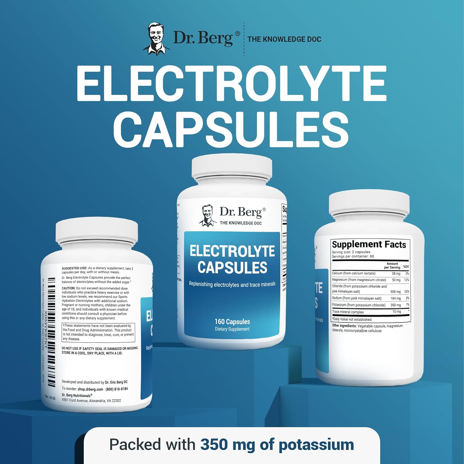 Dr. Berg Electrolyte Capsules - Sugar Free, Keto Friendly - 160 Caps R282925