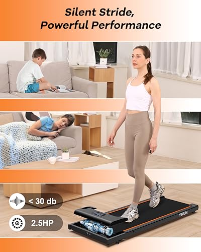 Walking Pad Under Desk Treadmill 2.5HP Quiet Brushless with Remote & App Control E649