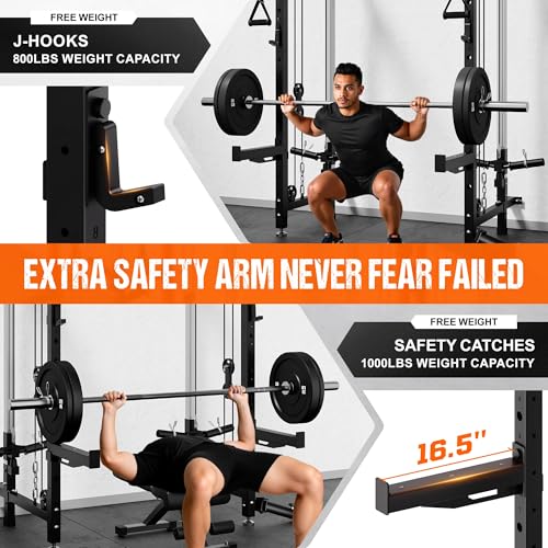 WM3-V4 Folding Wall Mounted Squat Rack with Dual Pulley System L11563