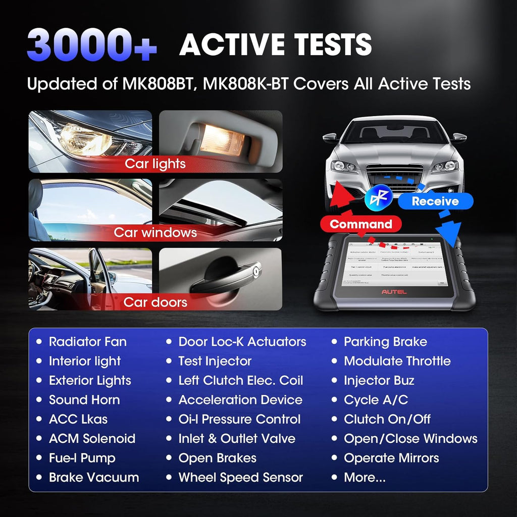 Autel MaxiCOM MK808K-BT Bidirectional Scanner, All-System Diagnostics, Active Tests J903