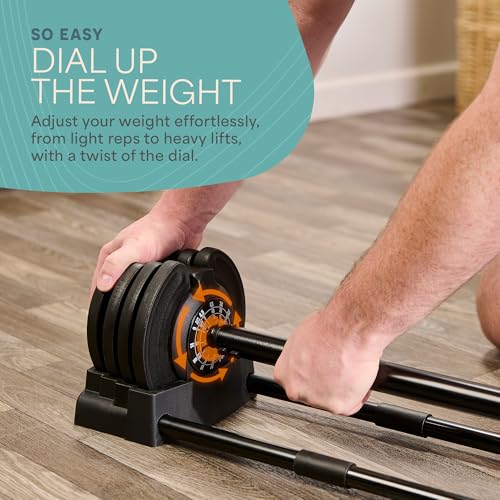 Lifepro Adjustable Dumbbells Set with Rack, 5-in-1, 15-55lb, Home Gym K99628