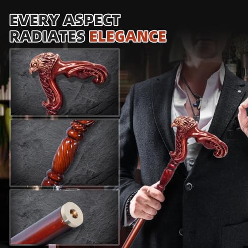 BeneCane Handmade Wooden Walking Cane with Detachable Eagle Handle D619245