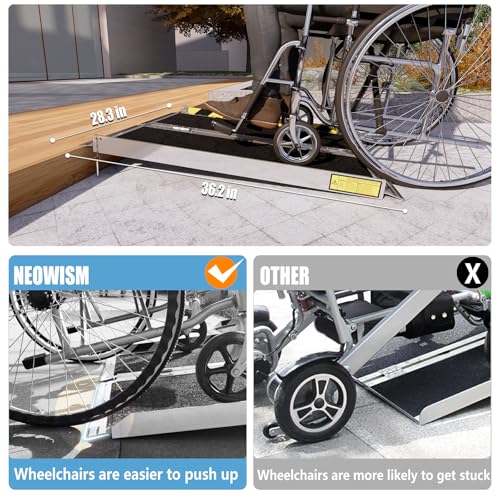 Portable Wheelchair Ramp 3FT, Non-Slip Folding Aluminum for Steps & Doorways F481682