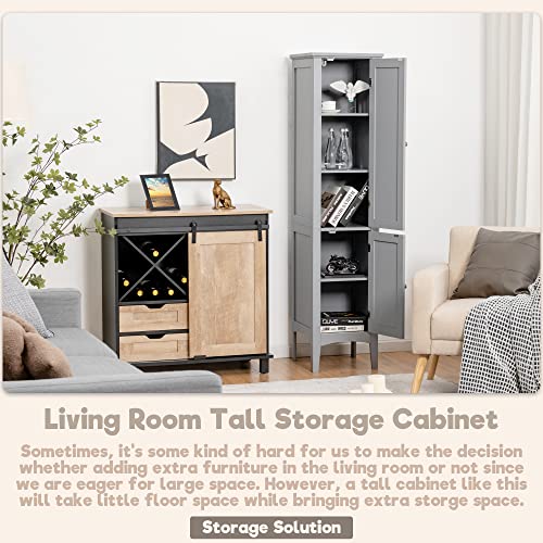 LOKO Tall Bathroom Floor Cabinet, Narrow Storage Cabinet with Doors, Espresso B17311