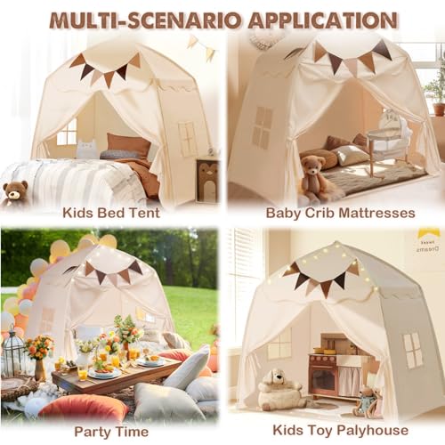 Extra Large Kids Play Tent with Star Lights, Portable & Foldable Teepee B40178