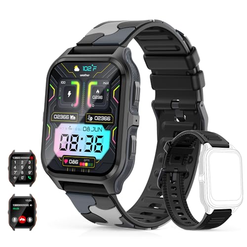 Smart Watch(Answer/Make Call),1.83'' Touch Screen Bluetooth，Smart Watch for Men Women，Waterproof Fitness Tracker with Sleep Monitor for Android iOS (Double Strap)