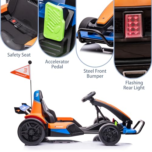 24V Electric Go Kart for Kids, Licensed McLaren Drift Racing Kart Y4956