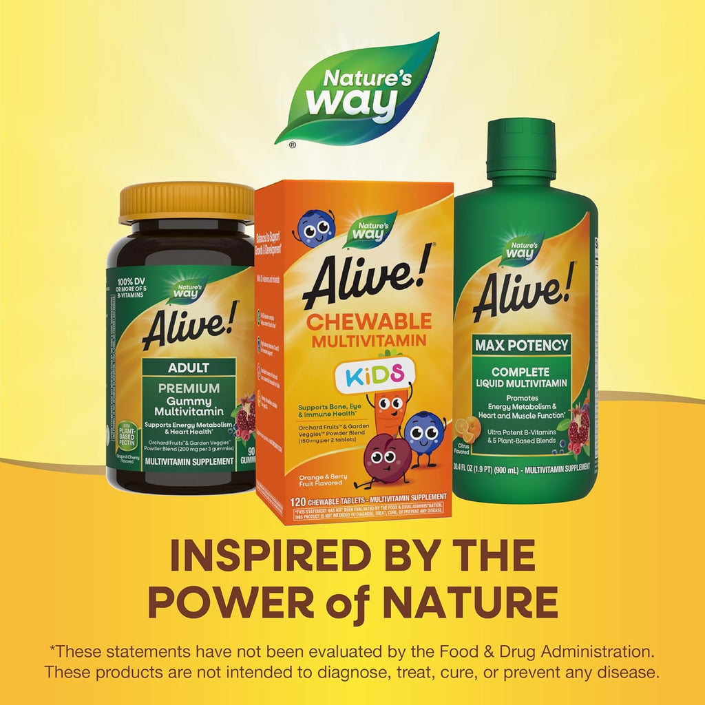 Nature's Way Alive! Children's Daily Chewable Multivitamin, Orange & Berry, Gluten Free, 120 Tablets I109