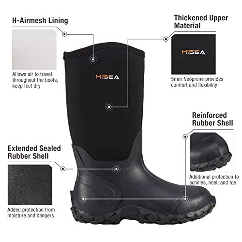 HISEA Men's Rain Boots Waterproof Insulated Mid Height X36253